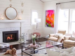 "Be Still My Heart" Original Abstract Painting by Linda Stelling - Pink / Red