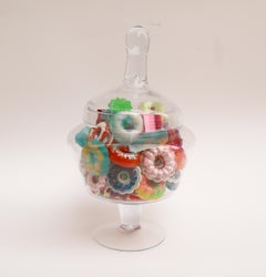 Donut Jar - Handmade Mini Resin Donuts in Glass Candy Jar / colorful 