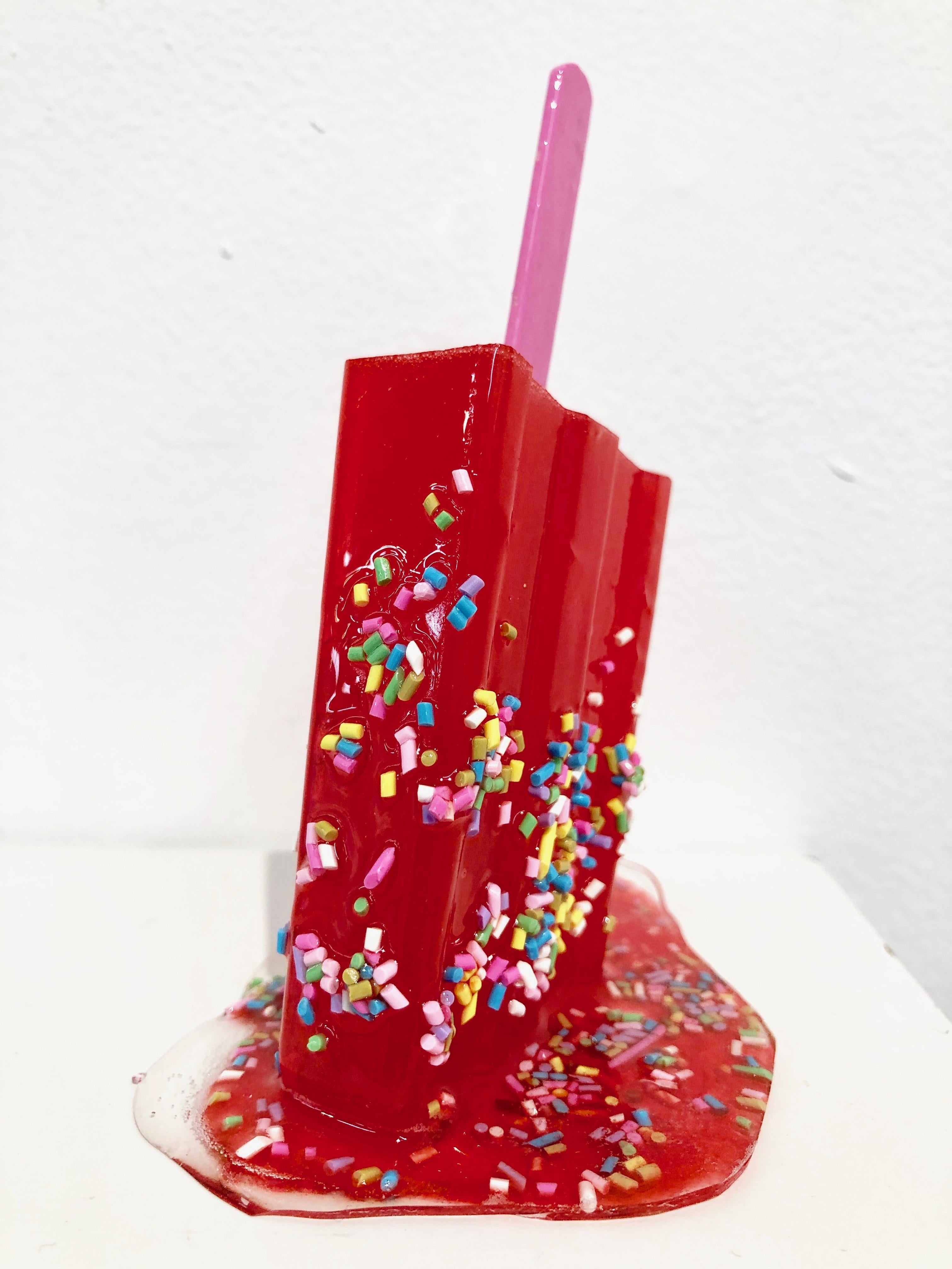 Red Sprinkle Popsicle - Original Resin Sculpture by Betsy Enzensberger 1