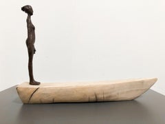 "Boat" - Original Bronze and Wood Sculpture by Hadiya Finley