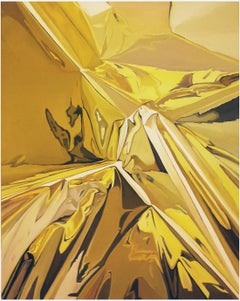 "Untitled" - Original Oil Painting by Go Woon Choi - Crinkled Gold Foil