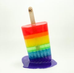 Rainbow Popsicle  - Original Resin Sculpture by Betsy Enzensberger