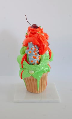 "Rave" Original Cement Cupcake Sculpture by Olivia Bonilla - Pop Art Sweets