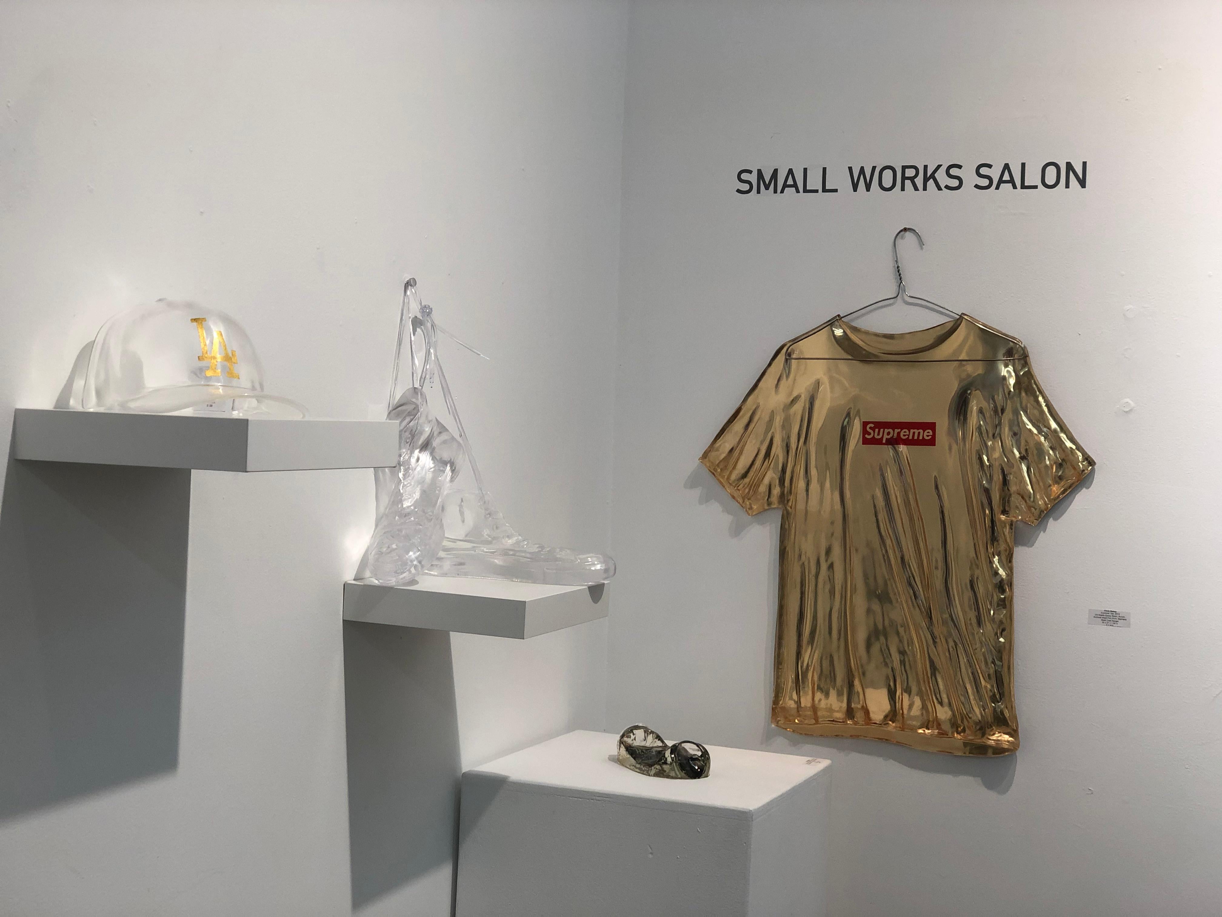 Supreme Tee - Original Pop Art Resin Sculpture by Chris Bakay - Gold For Sale 1
