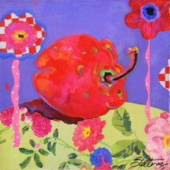 Poppy Garden Pepper - Original Painting by Linda Stelling