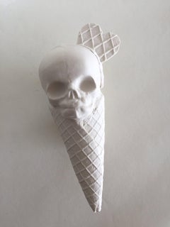 Cuillère unique - Sculpture originale en porcelaine de Jacqueline Tse - crâne