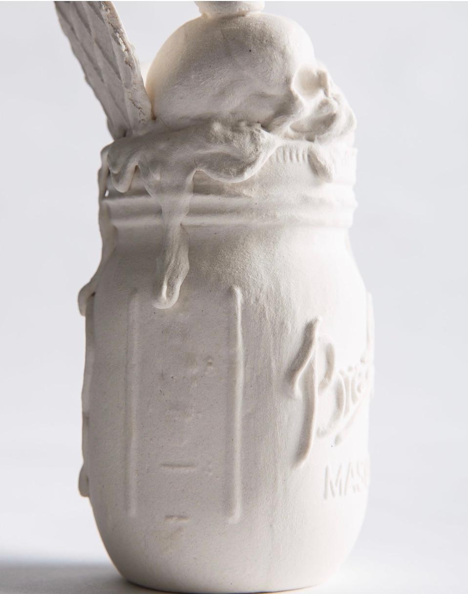 Ice Cream Float - Original Porcelain Sculpture by Jacqueline Tse - Skull For Sale 5