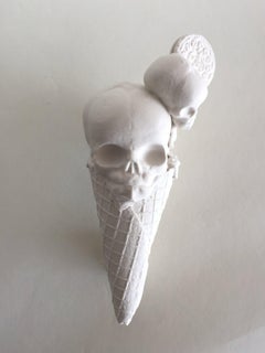 Double Scoop - Original Porcelain Sculpture by Jacqueline Tse - Skull