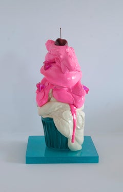 "Barbie World" Original Cement Cupcake Sculpture by Olivia Bonilla - Sweets