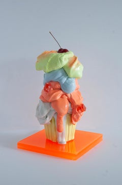 "Orange Peel Original Cement Cupcake Sculpture by Olivia Bonilla - Sweets