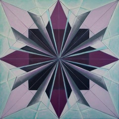 Black Iris IV (Ode to Georgia O'Keeffe), abstract geometric origami oil painting