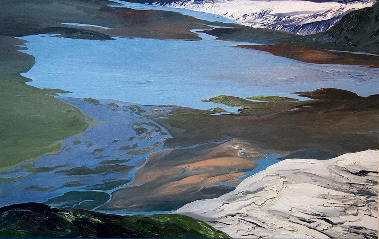Diane Burko Landscape Painting - Glazier (Glacier) Jokulskarlon (landscape painting, Iceland)