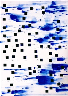 Untitled Indigo painting/ 3-D drawing on hand cut paper
