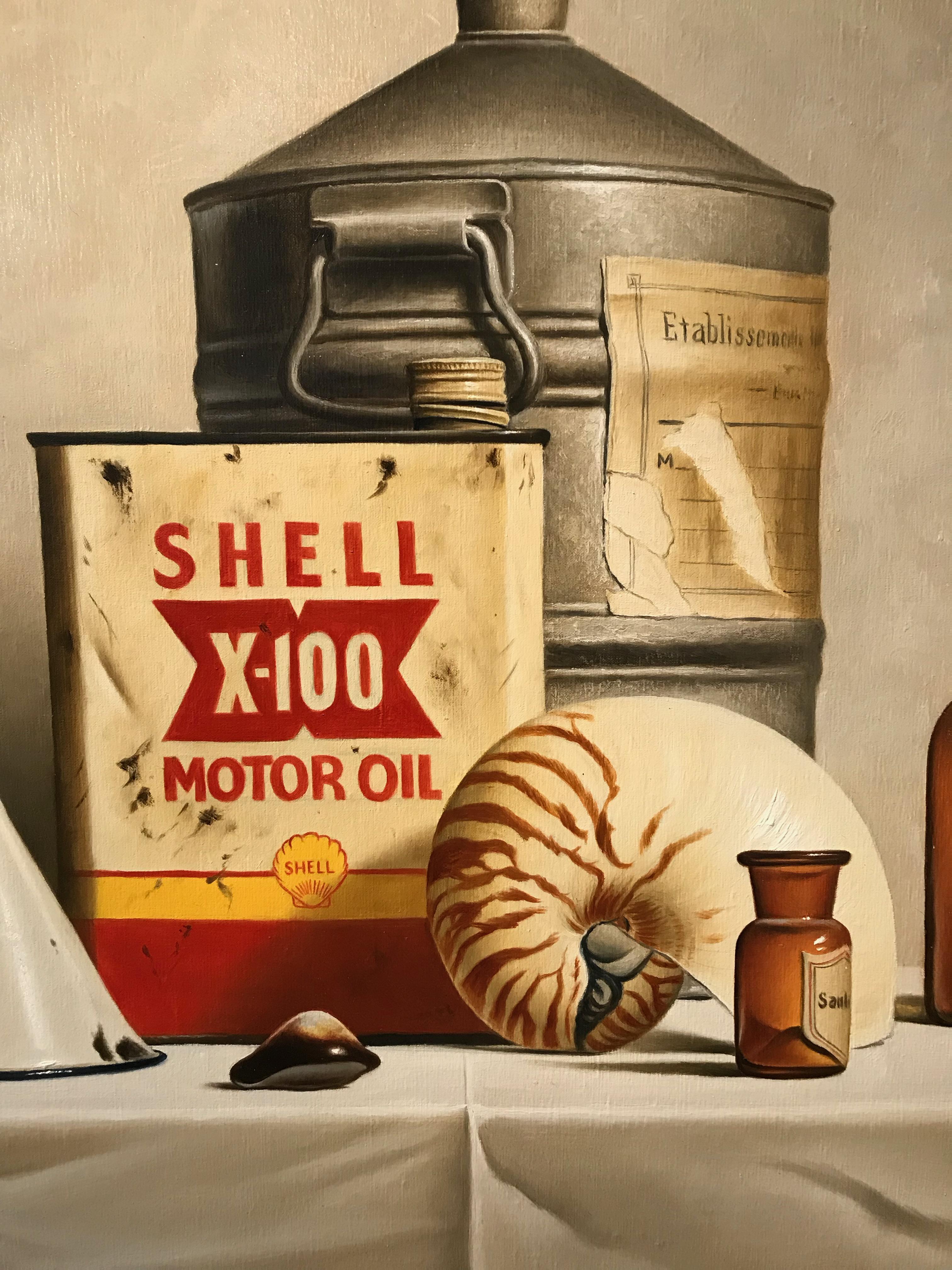 Shell Can and Nautilus - Realist Painting by Stefaan Eyckmans
