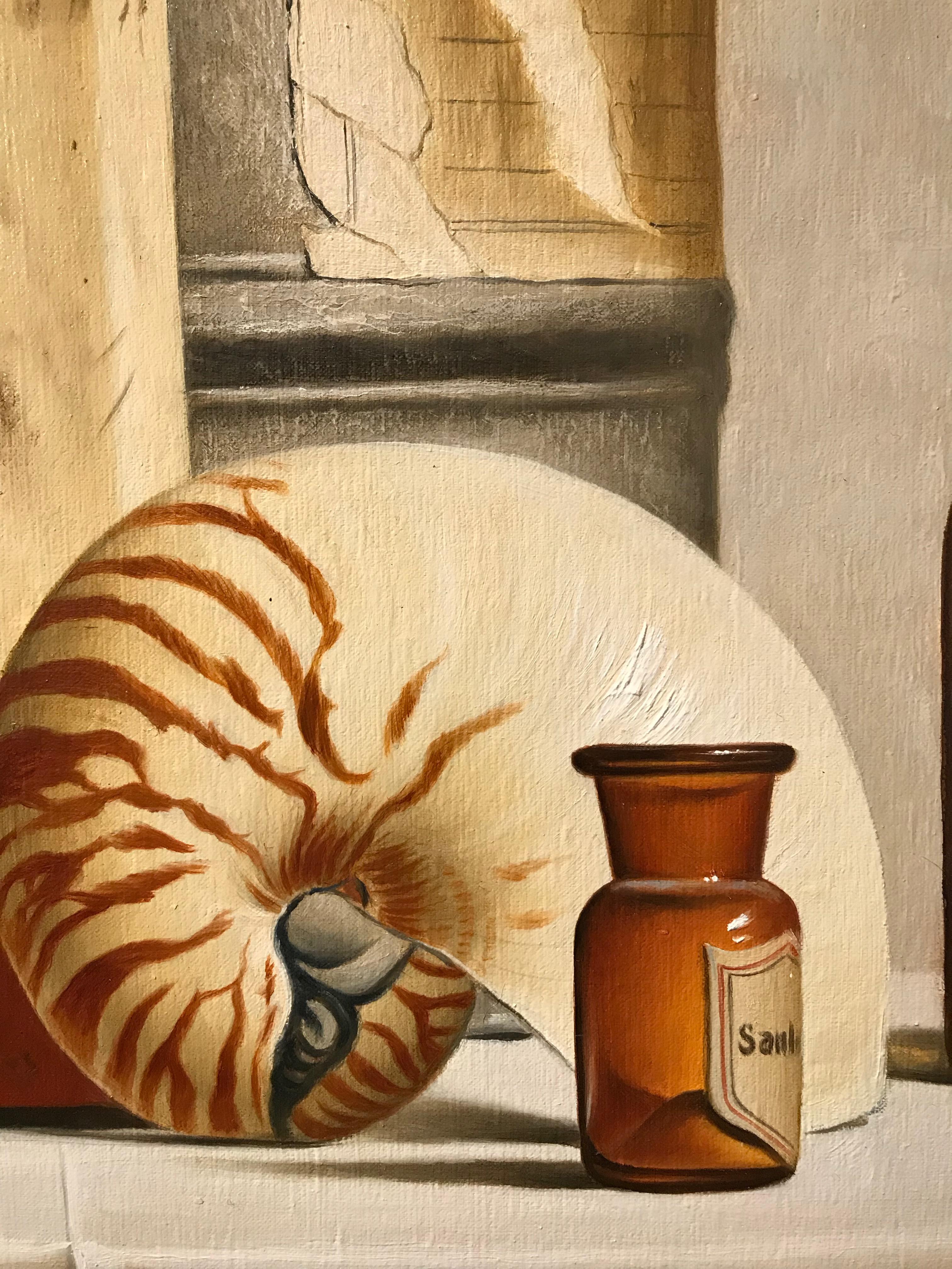 Shell Can and Nautilus - Beige Still-Life Painting by Stefaan Eyckmans