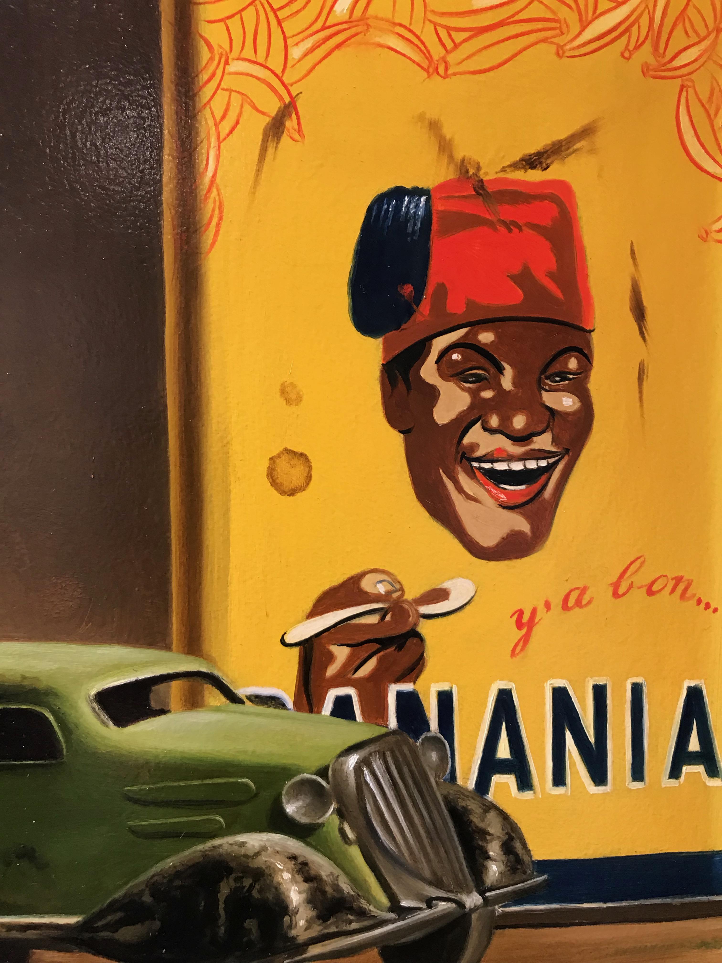 Toy Car and Banania Tin - Realist Painting by Stefaan Eyckmans
