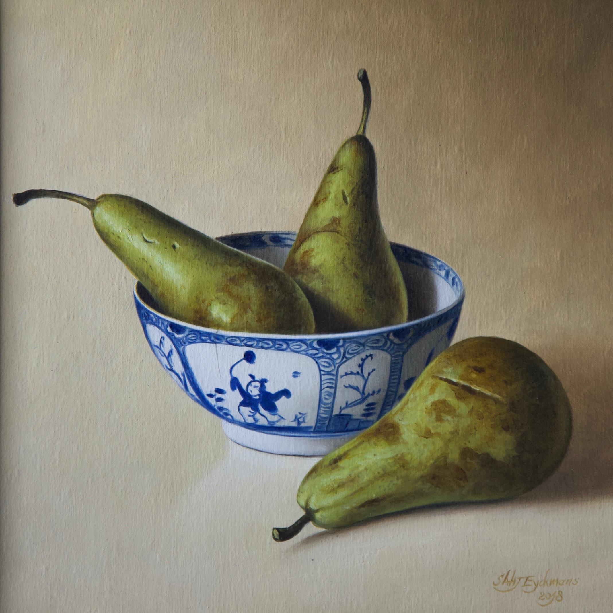 Pears in Chinese Bowl - Painting by Stefaan Eyckmans