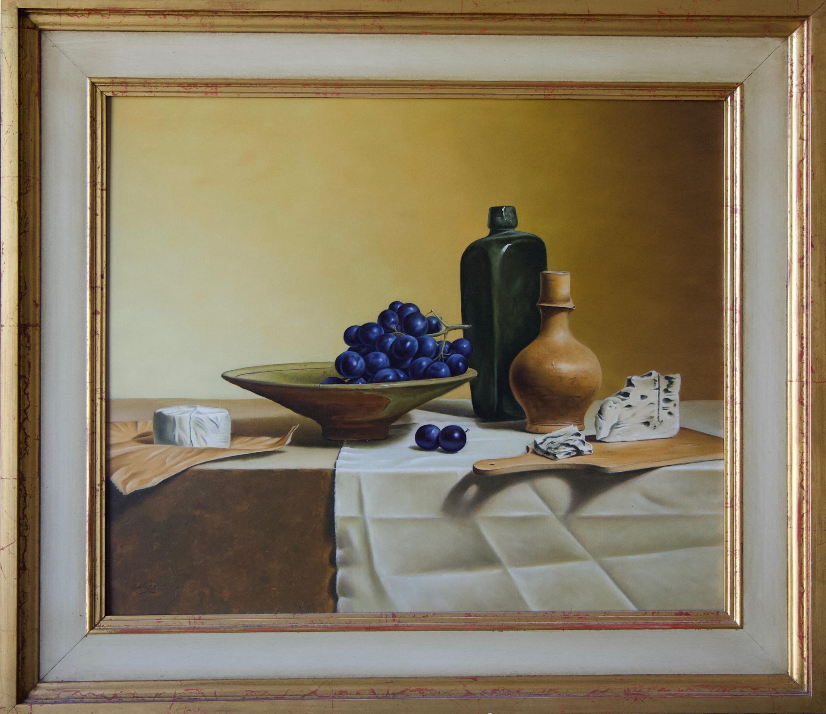 Stefaan Eyckmans Still-Life Painting – Trauben und französische Käse