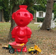 Aztek YVON COCHERY  Figurative Sculptures Red Indoor Outdoor Sculpture Pop Art