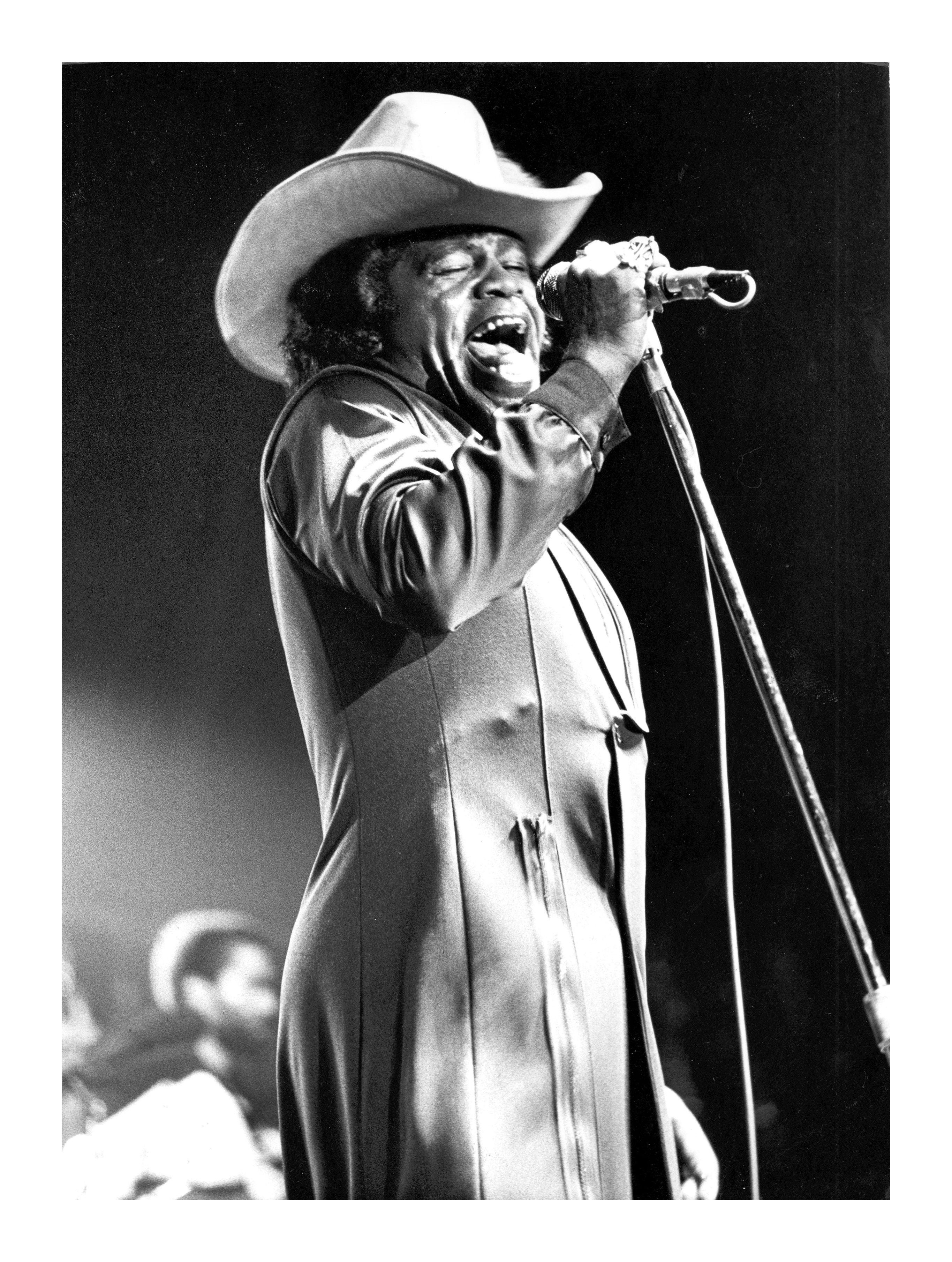 james brown black and white photo