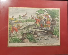 Antique Engraving Hunting: Duck Hunting with Falcon