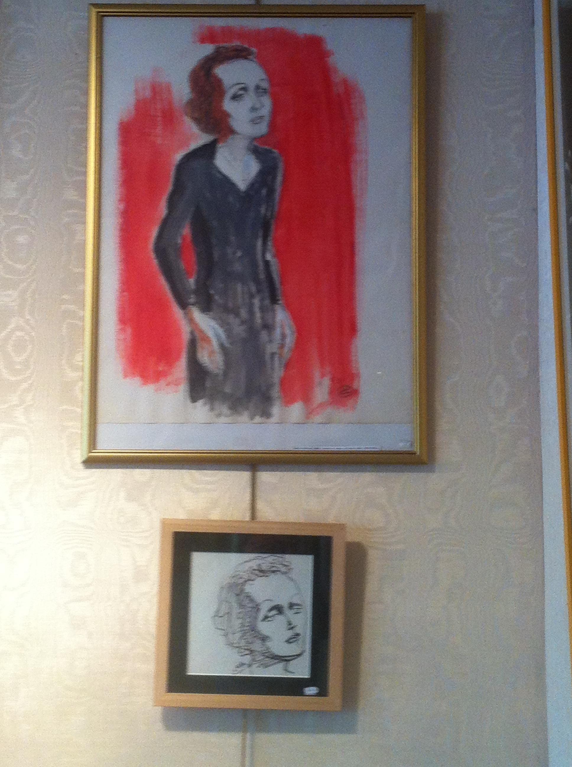 Edith Piaf sur scène Aquarelle signée Charles Kiffer circa 1935 en vente 5