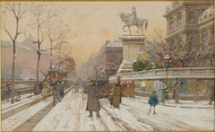 Antique The Paris Hotel de Ville , Watercolor signed Signed E. Galien Laloue, circa 1920