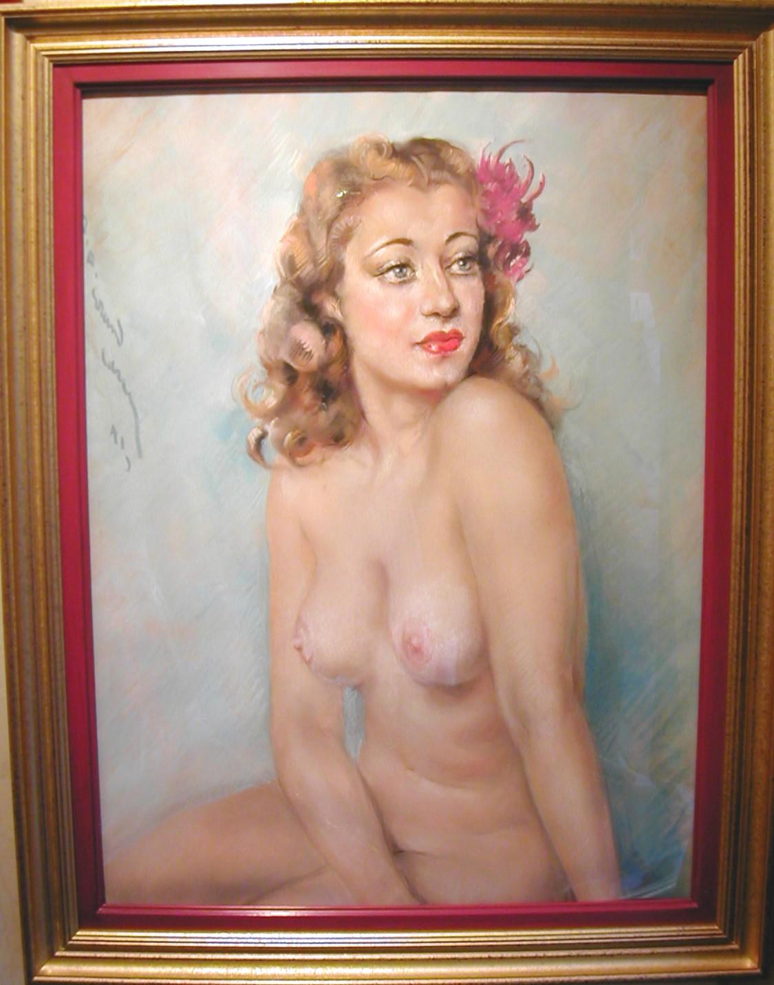 Nude Jean Albert Grand-Carteret - Simone, Pastel sur papier, signé Jean-Albert Grand-Carteret