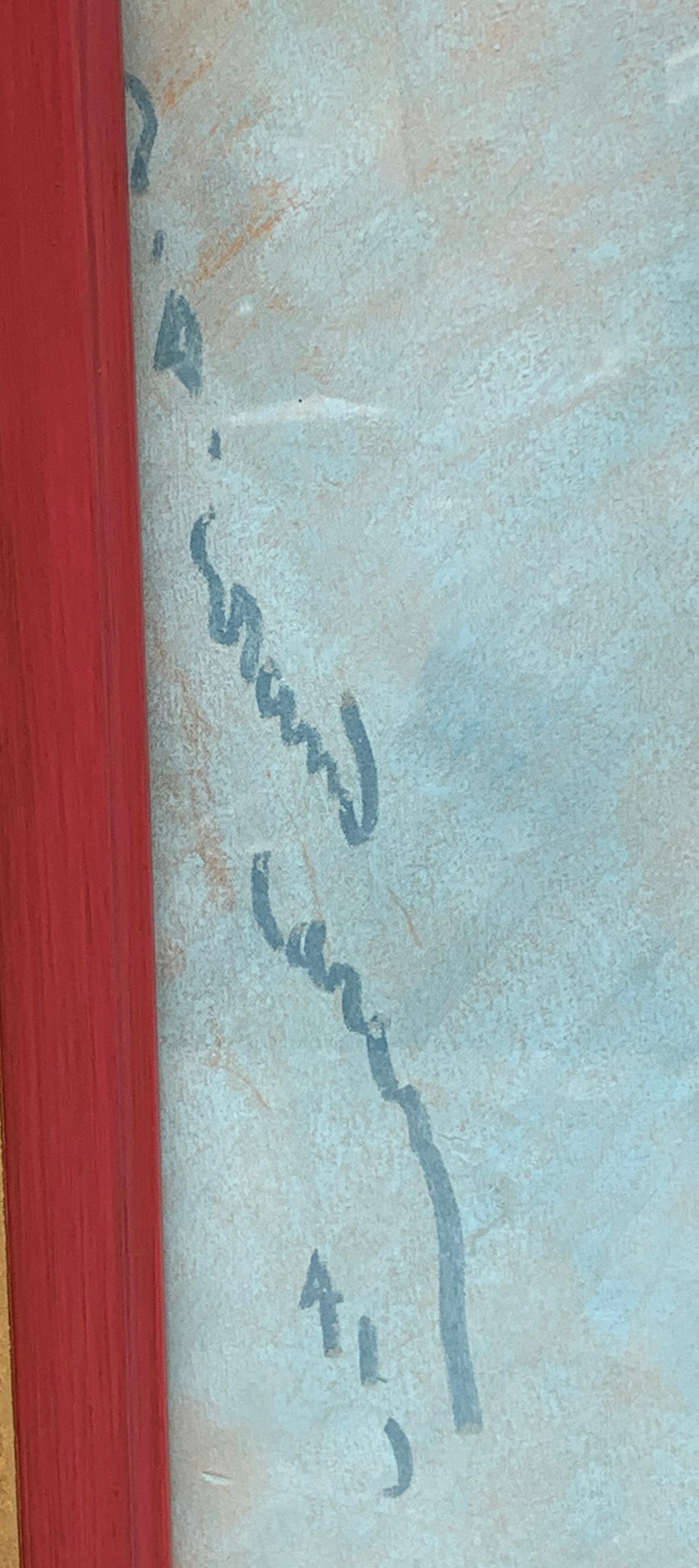 Simone, Pastell auf Papier, signiert Jean-Albert Grand-Carteret (Moderne), Art, von Jean Albert Grand-Carteret