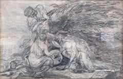 Bacchantische Szene mit Nymphe und Satyrn, Bleistift auf Papier, signiert und datiert 1778