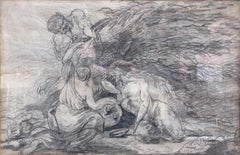 Scène de Bacchanal avec nymphes et satyres, crayon sur papier signé et daté de 1778