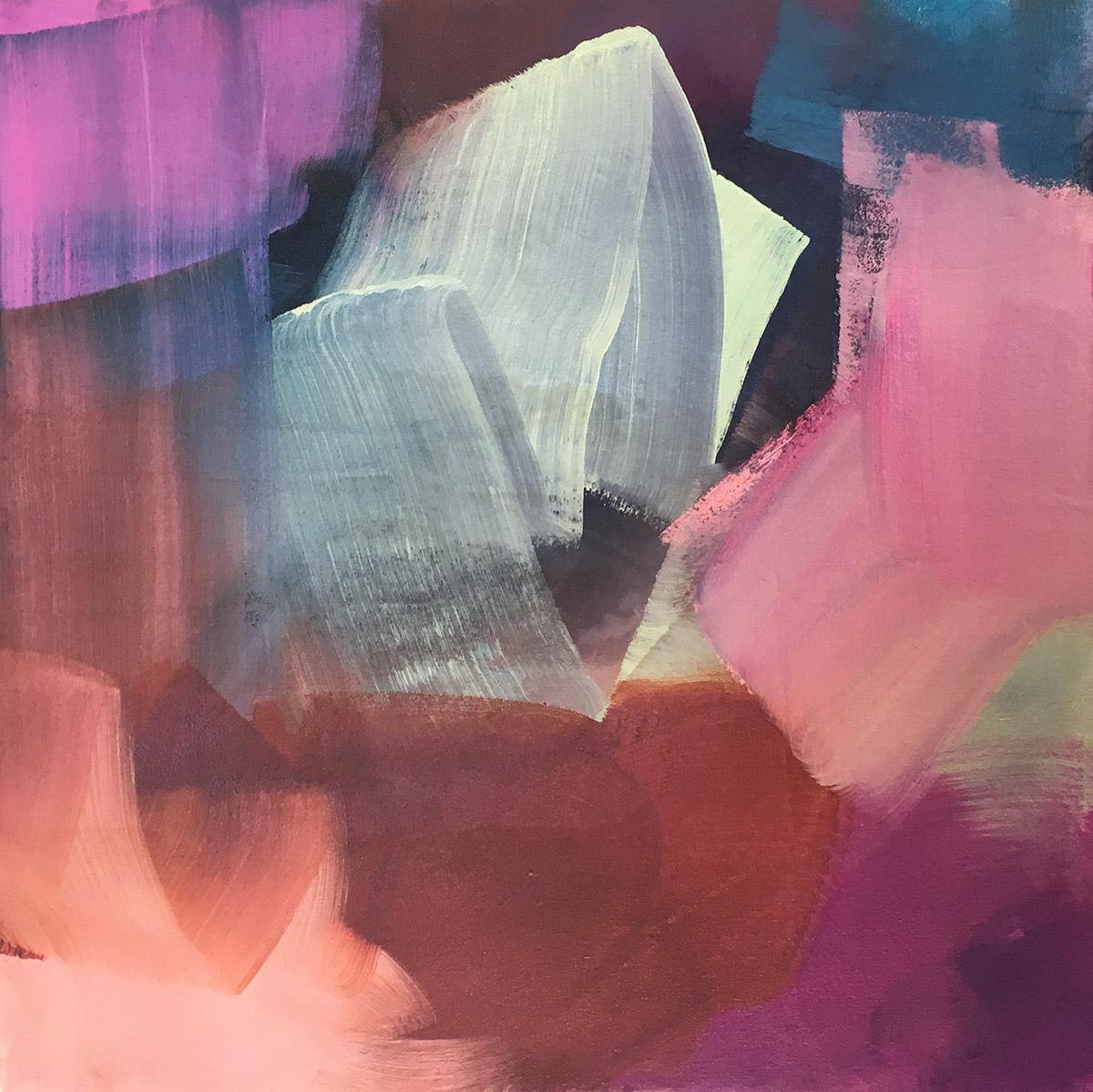 Mind moving and eye catching, Peggy Cozzi’s paintings trigger the unconscious and the sensations over color and form. The way she creates her paintings makes that even if her pieces are part of the gestural abstraction technique, they are calm,