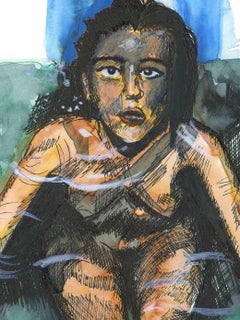 Rosie - Watercolor Painting, Hyperrealism, Art, Nude, 21st Century, Marie Tooth