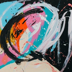 Manu - Abstract Expressionist Painting, Contemporary, Art, Black, Pink Morro