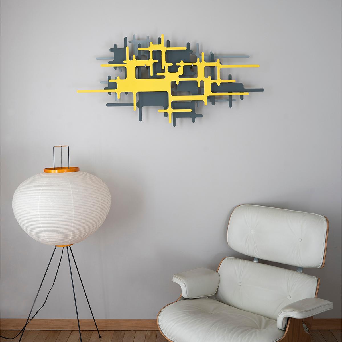 Momentum F - Abstracto, Escultura mural, Amarillo, Contemporáneo, Arte, Lluis Carulla en venta 3