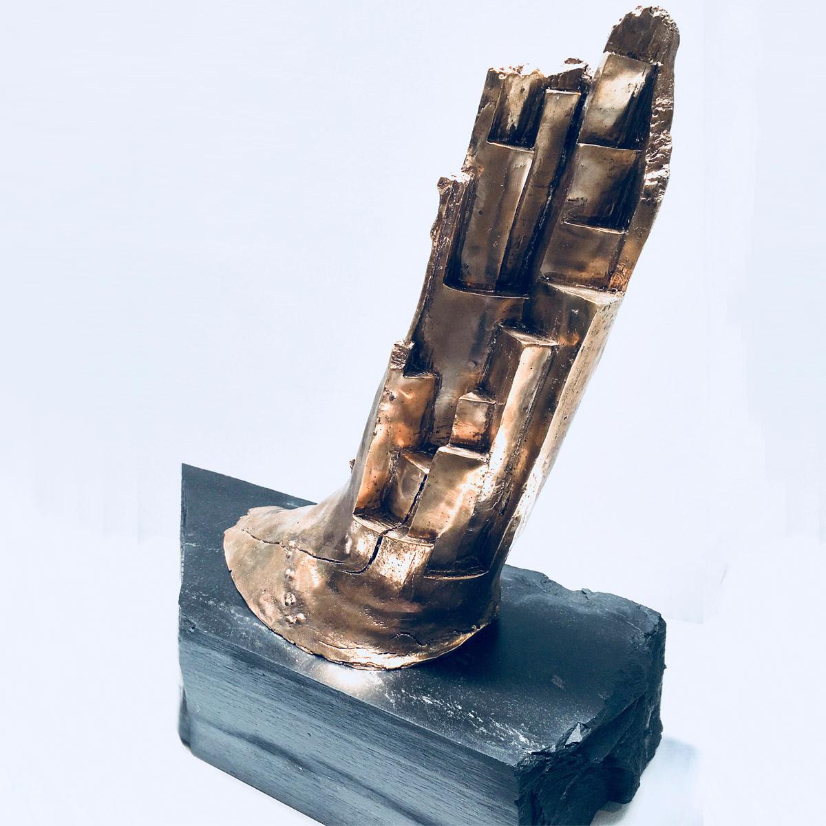 Quantic 001 - Bronze Sculpture, Contemporary, Art, Golden, Stone, Jordi Sarrate For Sale 3