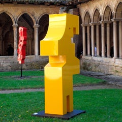 Le Rêveur 01 - Abstract Sculpture, Yellow, Contemporary, Art, Nicolas Dubreuille