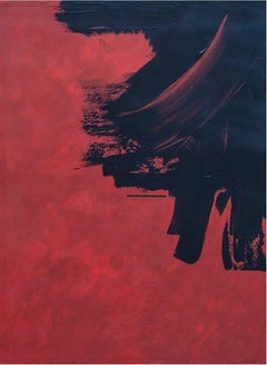 OF2 - Abstract Painting, Black & Red, Mixed Media, Contemporary, Art, Jon Errazu