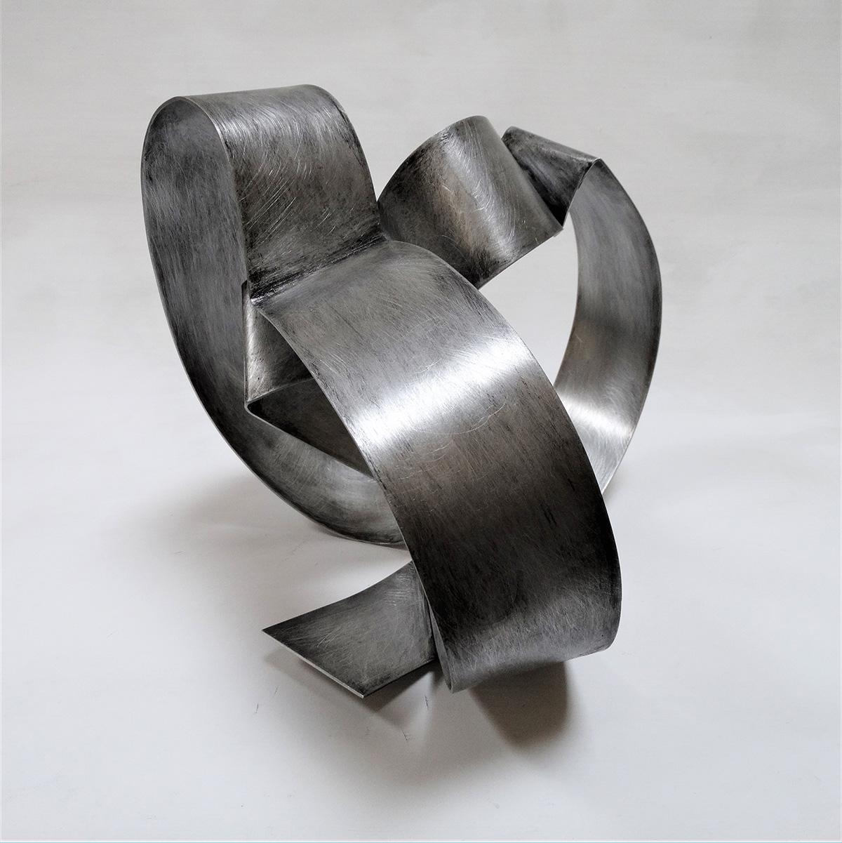 Romp 32 - Metal, Abstract Sculpture, Contemporary, Art, Silver, Rafael Amorós For Sale 3