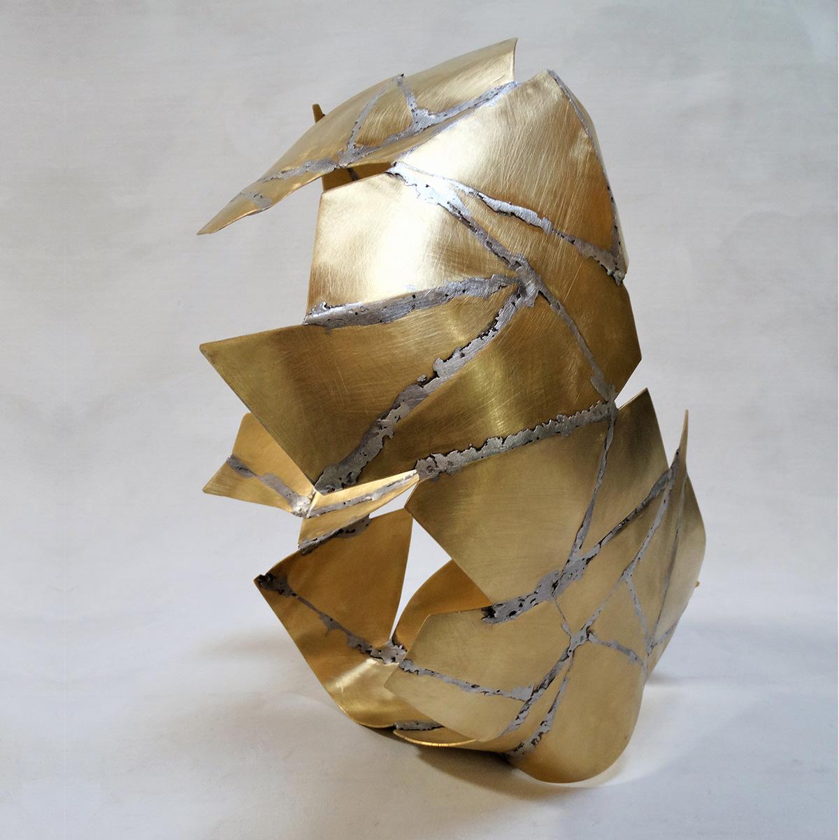 Unit 44 - Brass Golden Sculpture, Abstract, Contemporary, Art, Rafael Amorós For Sale 1