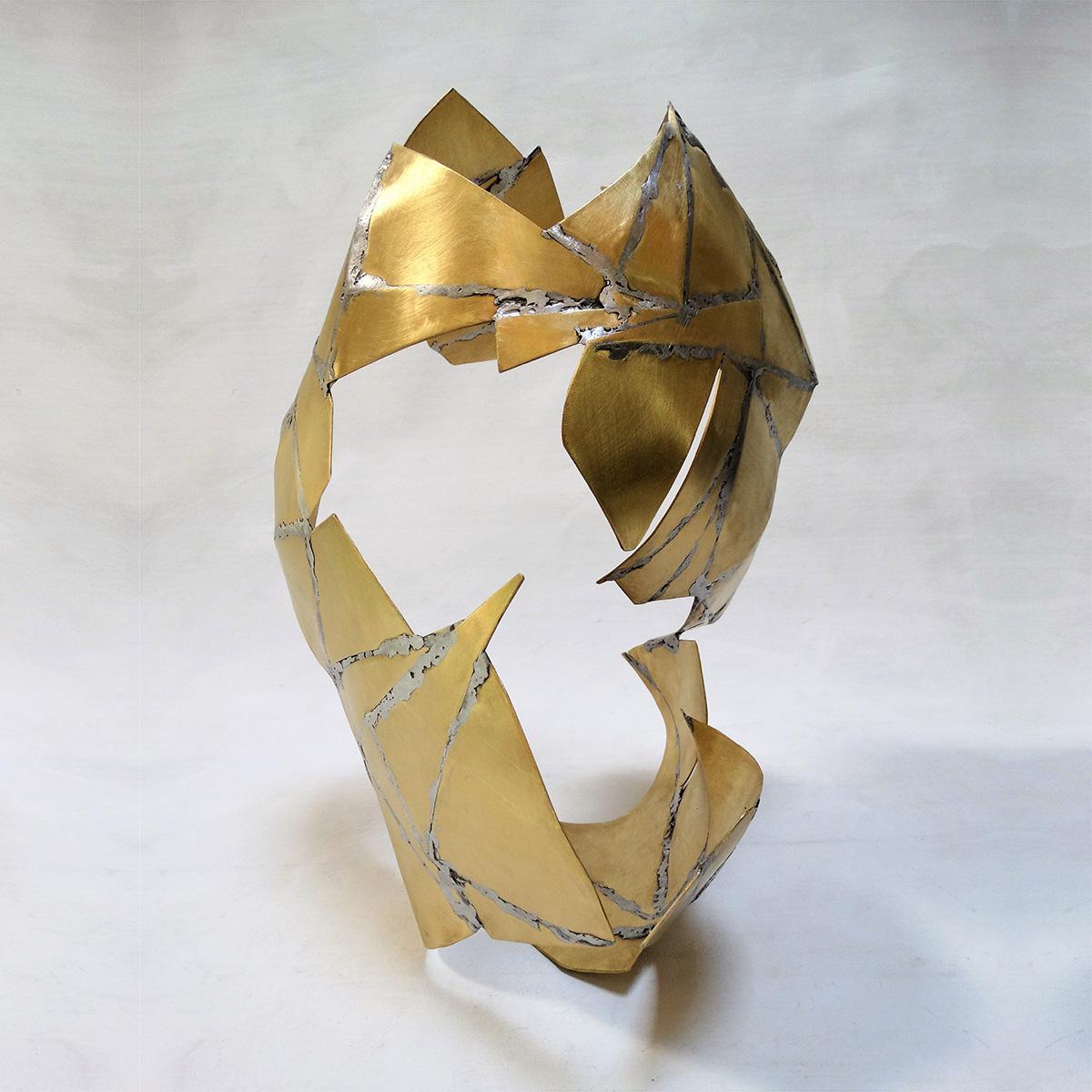 Unit 44 - Brass Golden Sculpture, Abstract, Contemporary, Art, Rafael Amorós For Sale 2