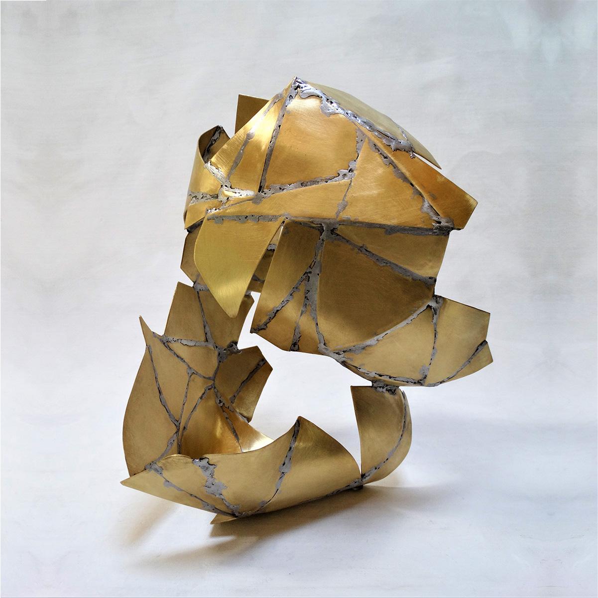 Unit 44 - Brass Golden Sculpture, Abstract, Contemporary, Art, Rafael Amorós For Sale 3