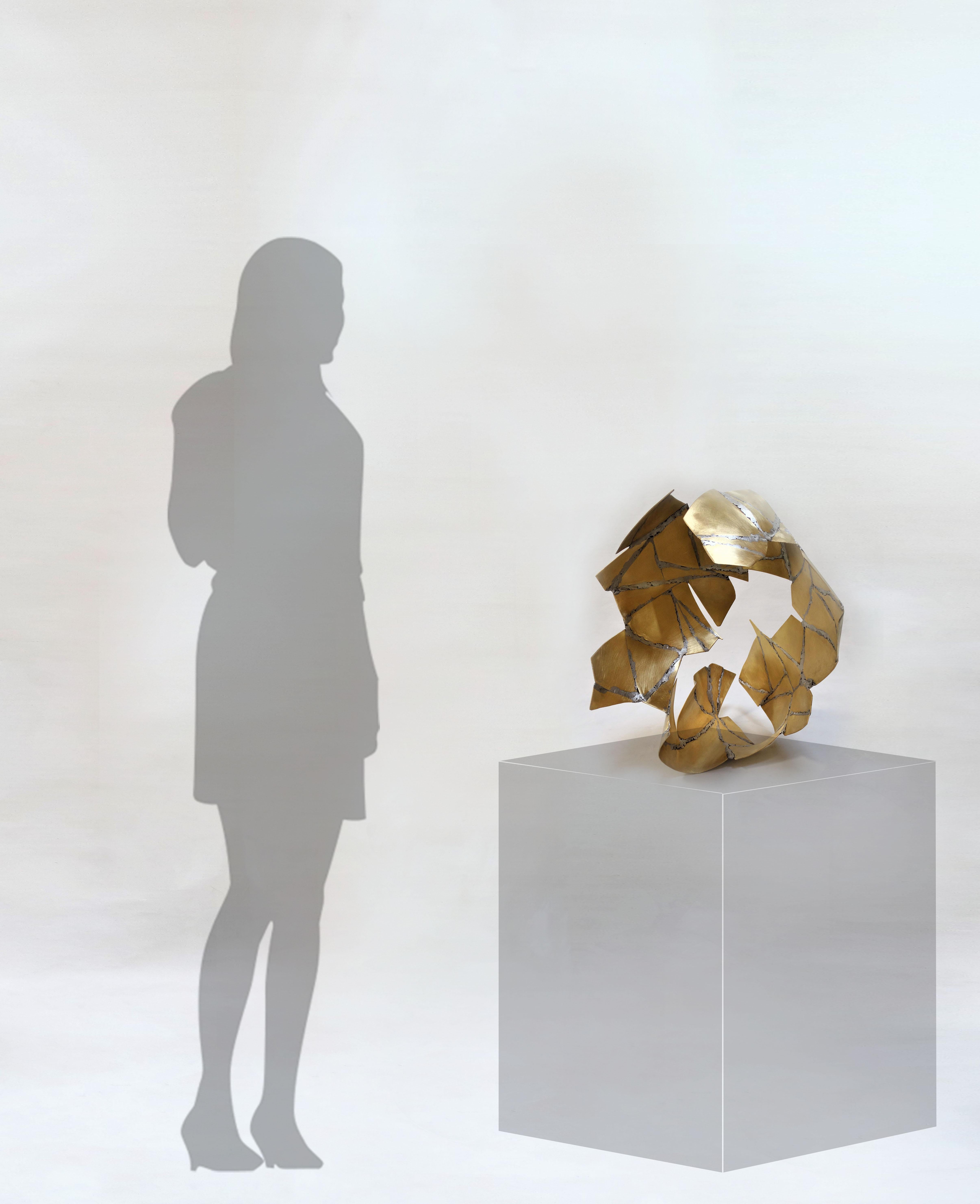 Unit 44 - Brass Golden Sculpture, Abstract, Contemporary, Art, Rafael Amorós For Sale 5