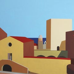 Collioure - Peinture abstraite, paysage urbain, contemporain, art, Marcos Peinado