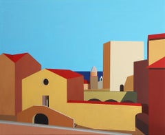 Collioure - Abstract Painting, City Landscape, Contemporary, Art, Marcos Peinado