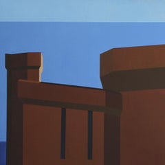 Castillet - Abstract Painting, City Landscape, Contemporary, Art, Marcos Peinado