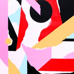 Abstract 114 - Painting, Pink, Black, Yellow, Contemporary, Art, Mireia Ruiz