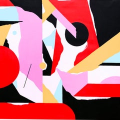 Abstract 114 - Painting, Pink, Black, Yellow, Contemporary, Art, Mireia Ruiz