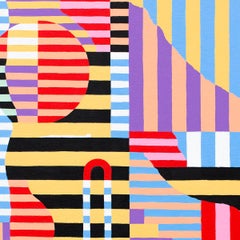 Abstract 131 - Painting, Stripes, White, Pink, Contemporary, Art, Mireia Ruiz