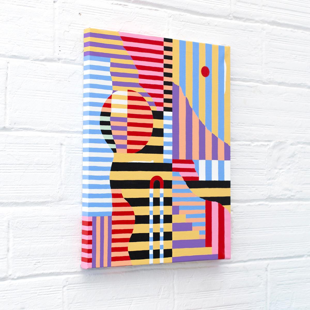 Abstract 131 - Painting, Stripes, White, Pink, Contemporary, Art, Mireia Ruiz For Sale 3
